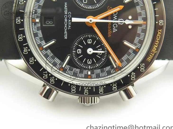 1224 Racing Master Chronometer OMF 1:1 Best Edition Black Dial Orange Hand on Black Leather Strap A Contemporary 7999